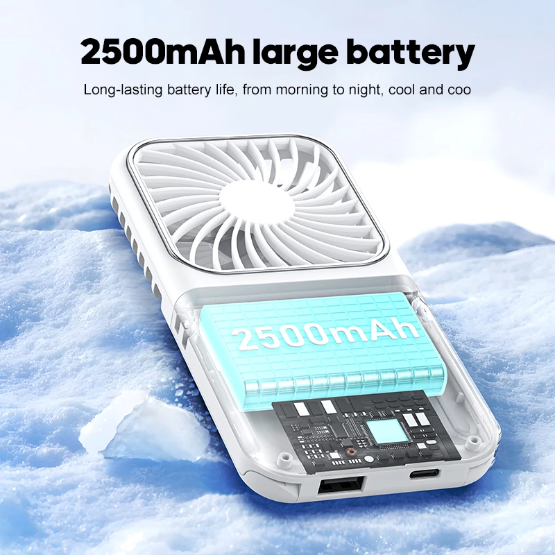Silent natural wind 2500 mAh foldable neck hanging fan, suitable for office and outdoor scenes