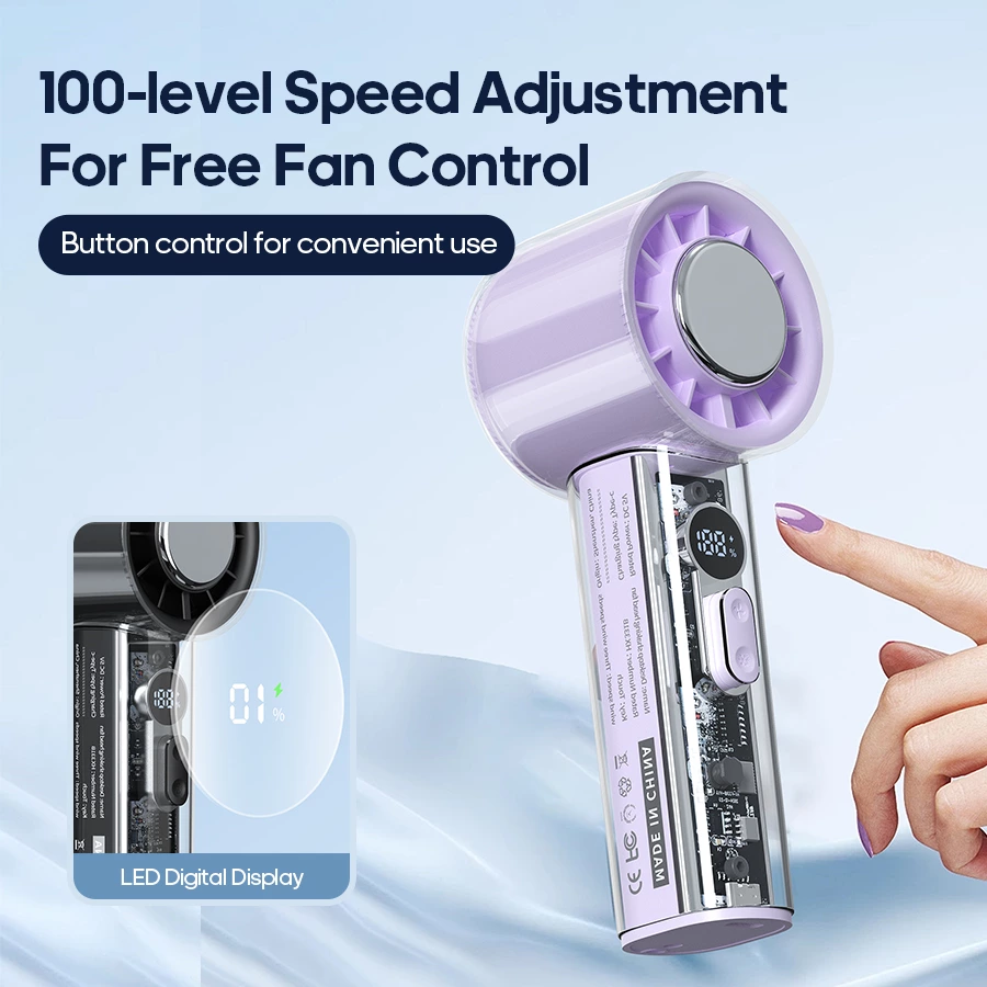 This transparent handheld fan: cool and long-lasting a stylish and powerful summer cooler