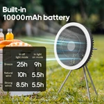 KC-F201 アルミ三脚架付きリモコン扇風機（5段階風量・10000mAh）