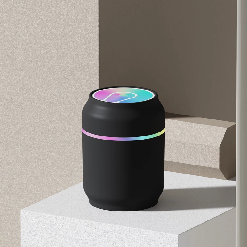 缶型加湿器！静音ミニで持ち運び易い、カラフルライトがあらゆるシーンのムードを演出