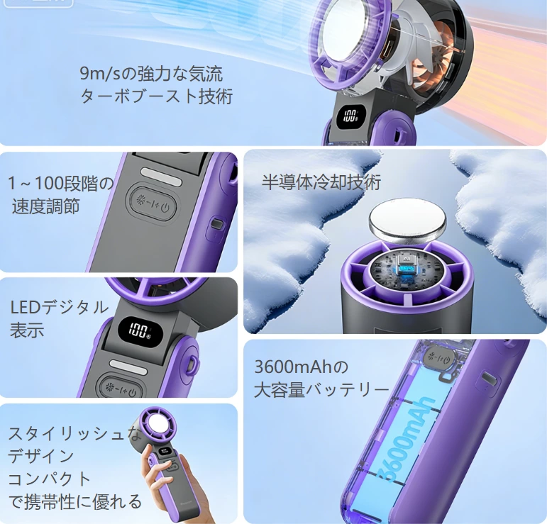 ハンドヘルドハイスピードアイスクールファン｜アウトドアトラベルクーリングの新たなベンチマーク